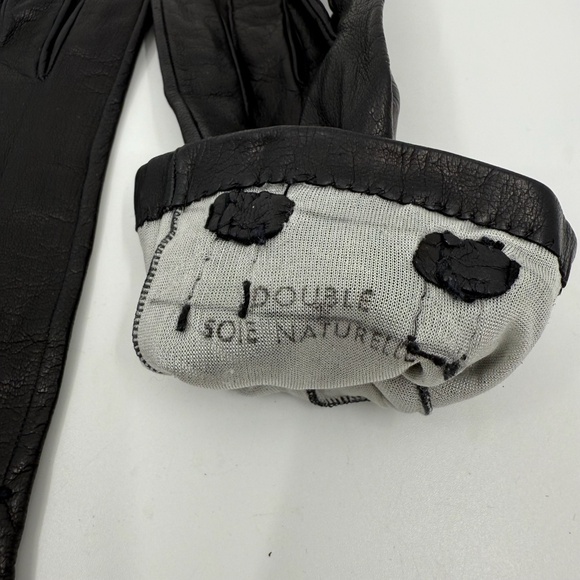 Unworn ,Vintage Black Fine Buttersoft Kidskin Gloves, Barnier, Made in France - Picture 4 of 7